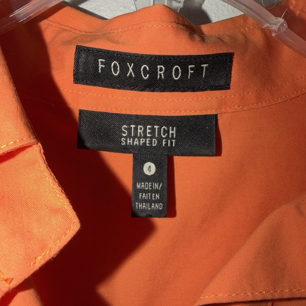 Foxcroft Button Down Shirt Tunic Womens Size 4 Orange 3/4 Sleeve‎ Stretch Office - Picture 5 of 11